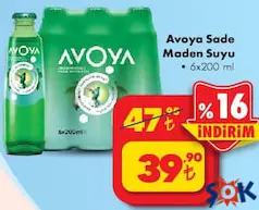 AVOYA SADE MADEN SUYU 6X200 ML fiyat ve kampanya bilgisi